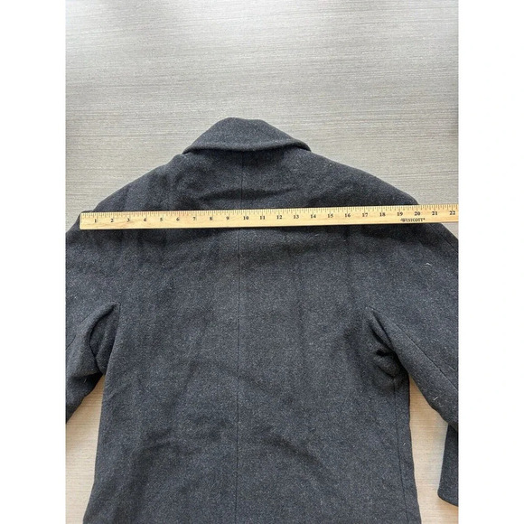 Vintage Cinzia Rocca 100% Wool Collared Black Pea Coat 4 - Picture 9 of 10